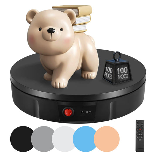 PanT Electric Rotating Display Stand, 360 degrees, 30 cm, Black, 100 kg Capacity, Remote Control, Stable Rotation, Perfect for Exhibitions, Shop Windows, Product Presentations