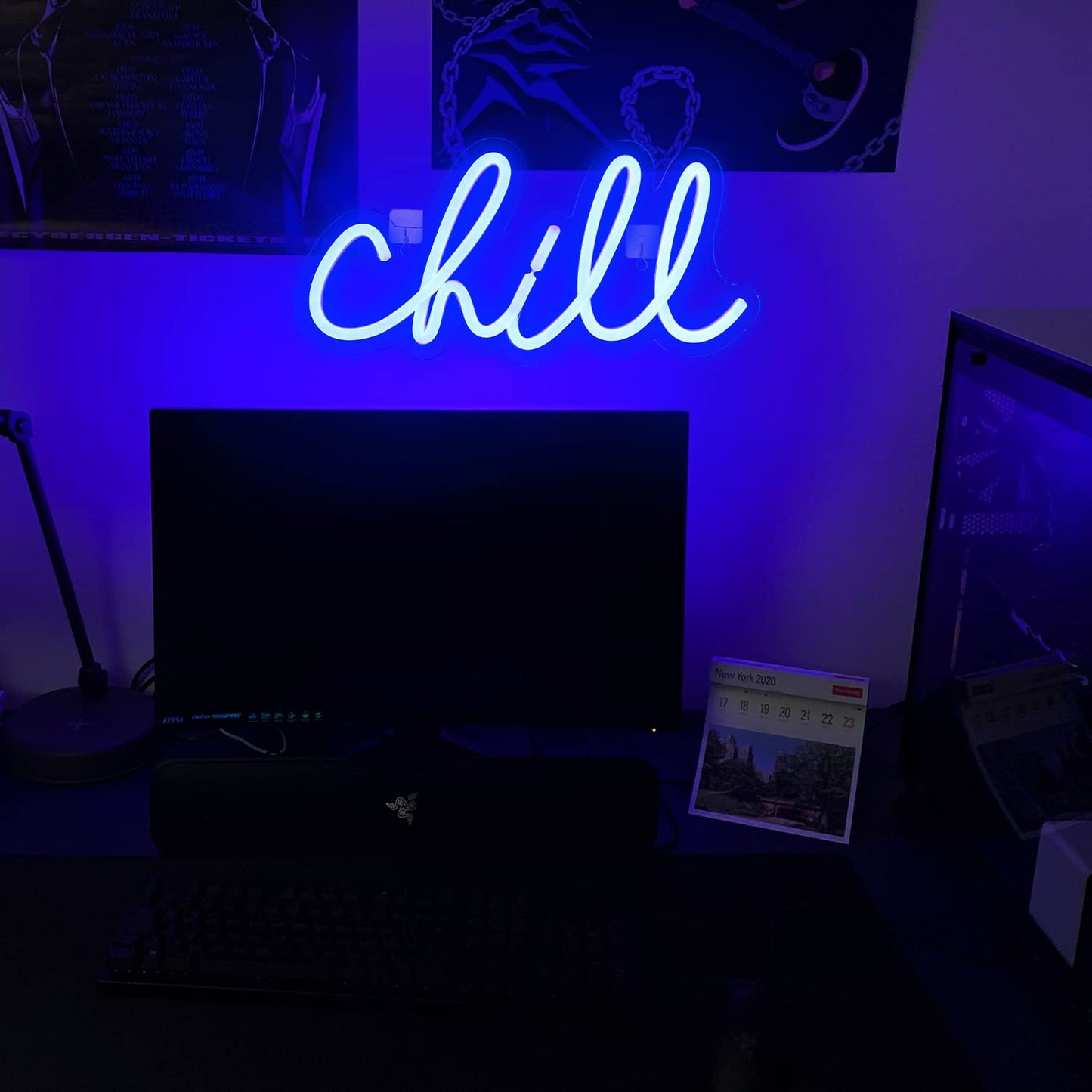 Chill neon wall light sign for wall decor. Neon light for bedroom, bar, hotel, game room.