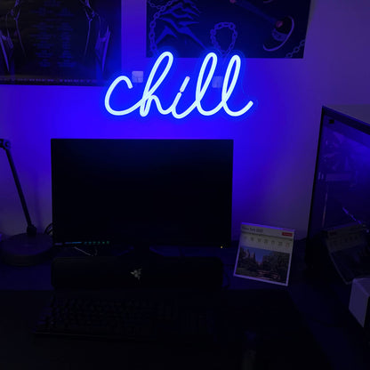Chill neon wall light sign for wall decor. Neon light for bedroom, bar, hotel, game room.