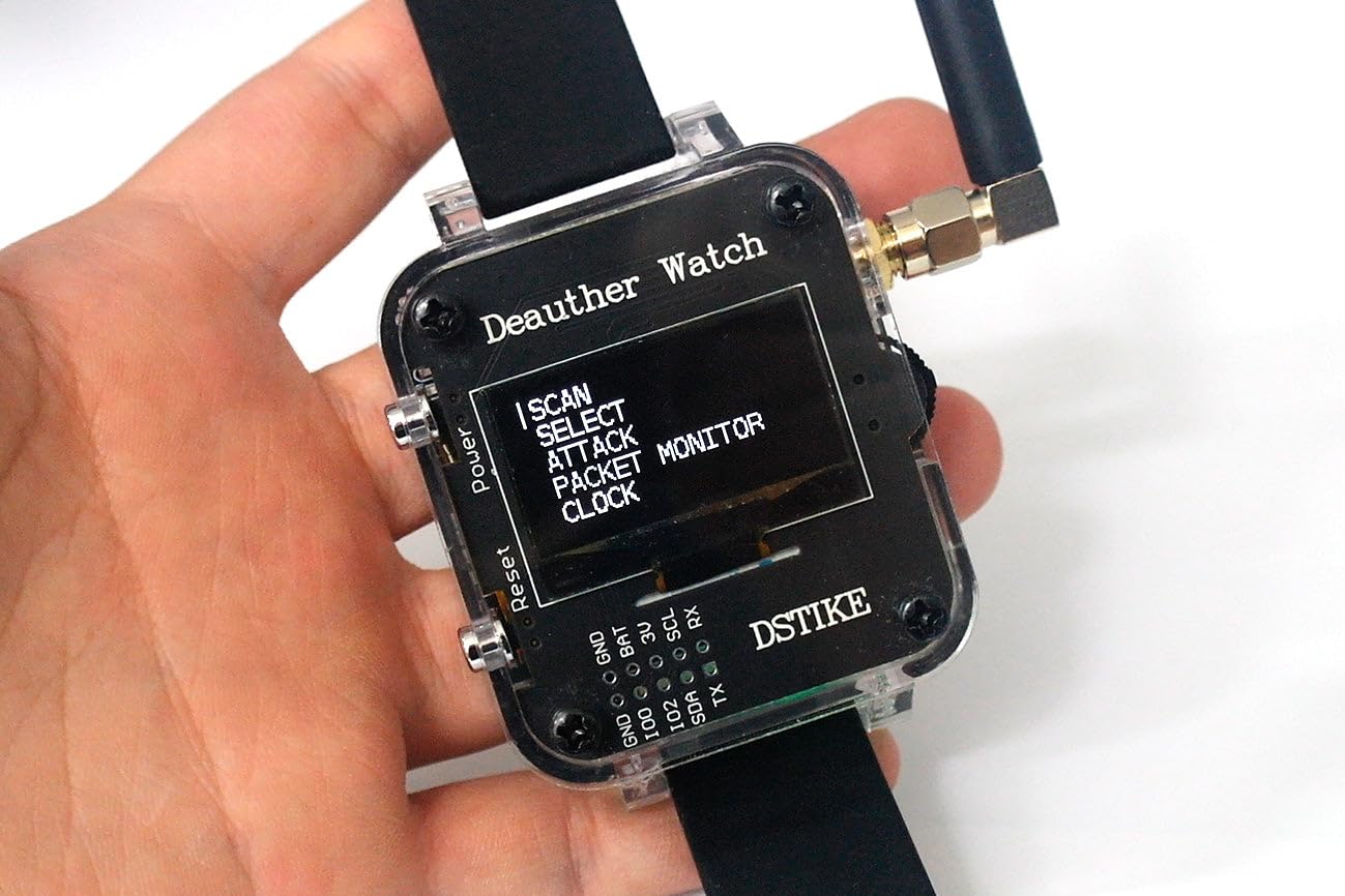 AURSINC WiFi Deauther Watch V3S ESP8266 1000mAh programmable development board | portable smartwatch | OLED & laser | attack/control/testing tool | solder for DSTIKE NodeMCU
