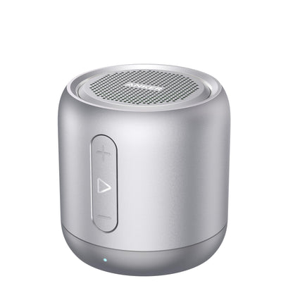 Anchor Soundcore Mini Bluetooth speaker with 15 hours of playtime, fantastic sound, 20-meter Bluetooth range, FM radio, and intense bass.