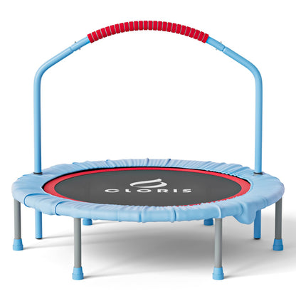 CLORIS 40'' folding fitness trampoline - max load 220lbs, rebounder with adjustable foam handle indoor/outdoor, fitness, body exercise (blue)