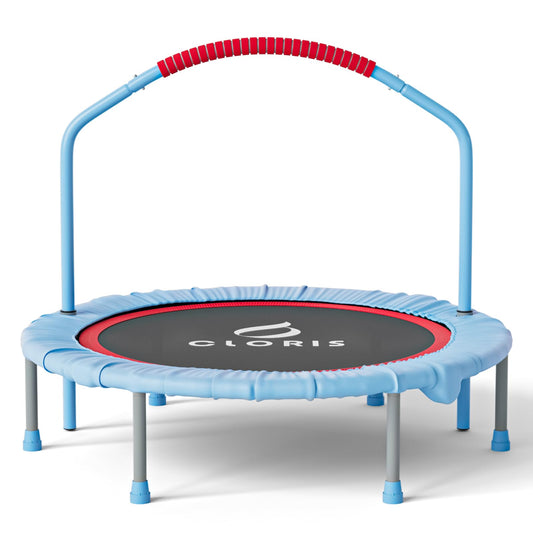 CLORIS 40'' folding fitness trampoline - max load 220lbs, rebounder with adjustable foam handle indoor/outdoor, fitness, body exercise (blue)