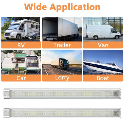 URAQT 168 LED Interior Lighting, 2 Pack LED Strip 2000LM 10W 12V Led Lamp RV LED Interior Light Strip Vehicle Lighting Strip with Switch for Car RV Van Bus Caravan Boat Kitchen Bathroom Bar Truck