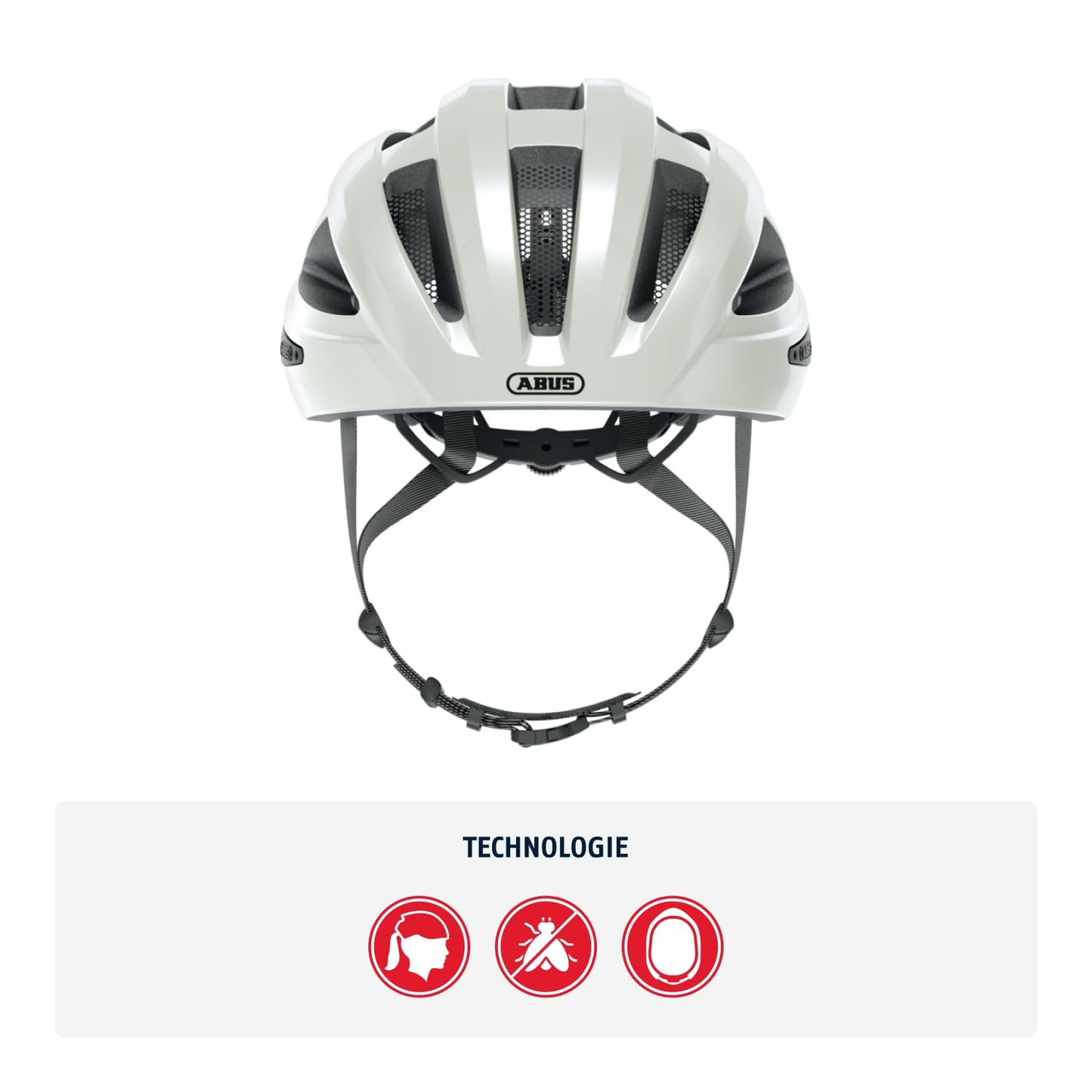 ABUS road bike helmet Macator - sporty bike helmet for beginners - also suitable for riders with ponytails - for ladies and gentlemen - glossy white, size M