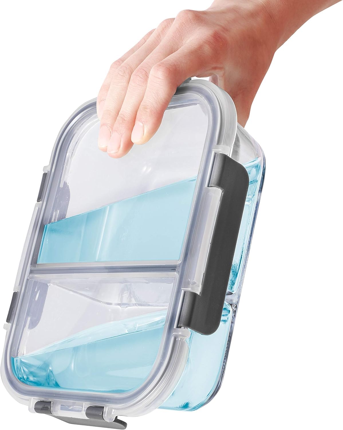 Igluu Meal Prep Glass Food Storage Containers with BPA-free lid (3-pack) - microwave, oven, freezer, dishwasher safe, leak-proof - 980 ml - with 2 compartments - durable borosilicate glass