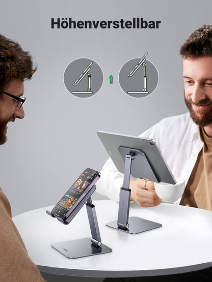 UGREEN Tablet Stand Height Adjustable Holder Aluminum Adjustable Height Holder compatible with iPad Pro Air Mini 11 12.9 Galaxy Tab S9+ Redmi Pad Huawei MatePad iPhone up to 12.9 inches.