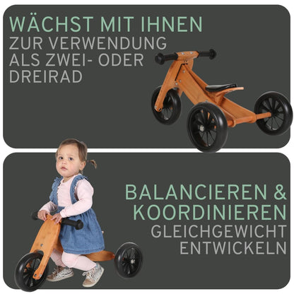 Bandits & Angels Wooden 4-in-1 Smartbike for children from 1 year (bamboo, unisex)