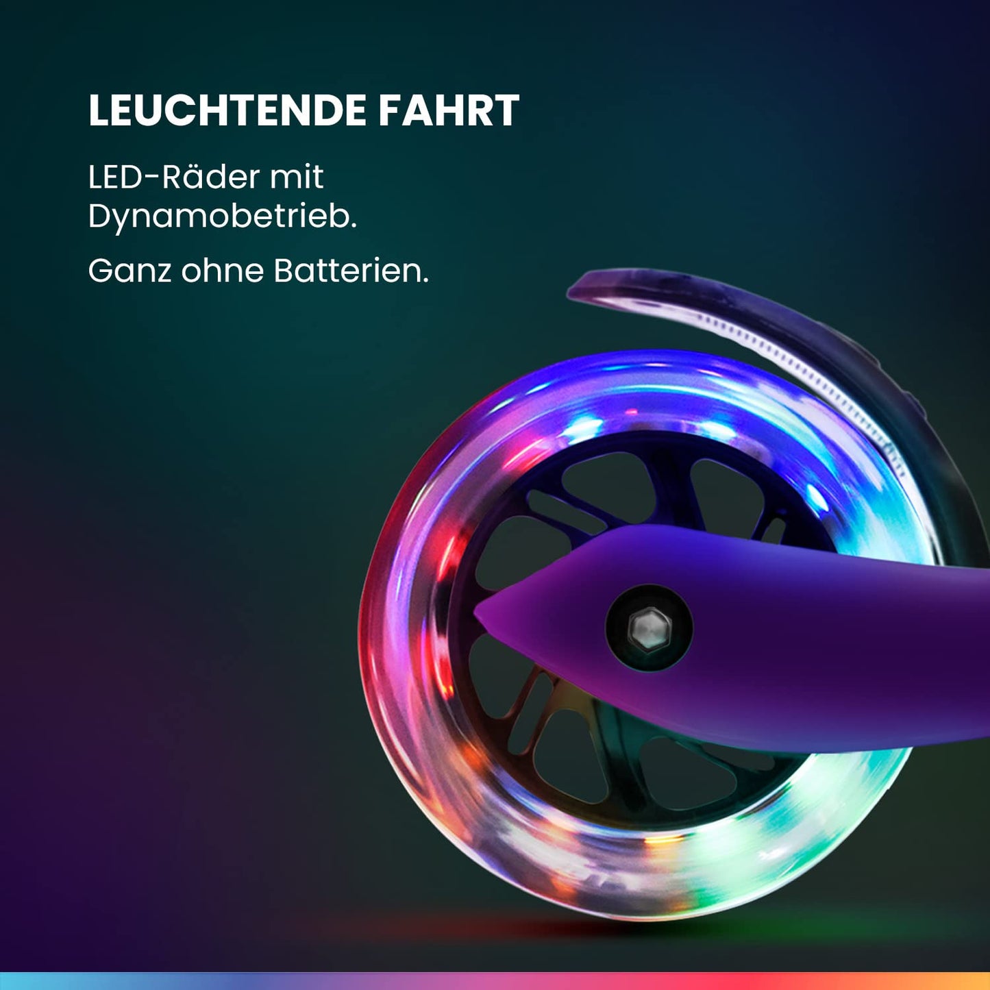 Fun pro Two Roller for children 6 years and up, from preschool age, up to 80KG weight, the safe premium scooter for children, LED wheels kick scooter, foldable, for 6 7 8 9 years.