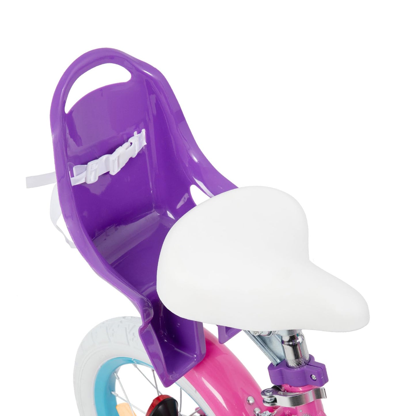 JOYSTAR Daisy 12-Inch Kids Bike for 2-4 Year Old Girls. 12-Inch Wheels Girls Bike with Doll Seat & Bike Streamers & Stabilizers, Purple.
