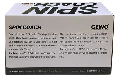 GEWO Spin Coach Table Tennis Spin Trainer - Training aid with suction cup & flexible arm - Ping Pong ball for spin exercises - Perfect for kids & adults - Table tennis trainer for home