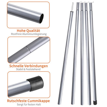 wiipara tent pole telescopic pole 2-piece set, set-up pole for tarp, tent, sunshade camping tarps adjustable up to 200cm, pole for sunshade attachment, silver