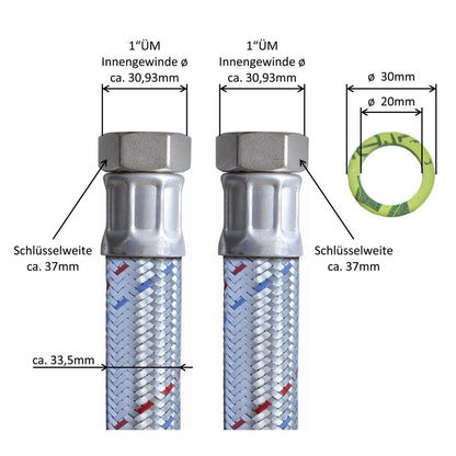 Armor hose DN25 flex hose 1 inch male x 1 inch male heating hose utility water hose for heating installation PN10 pump hose solar hose
