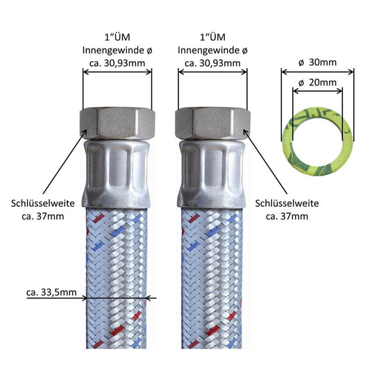 Armor hose DN25 flex hose 1 inch male x 1 inch male heating hose utility water hose for heating installation PN10 pump hose solar hose