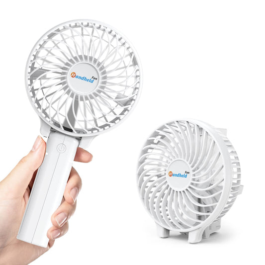 Jonwall USB hand fan, portable mini hand fan rechargeable desk fan foldable personal desk fan for home office camping travel white.