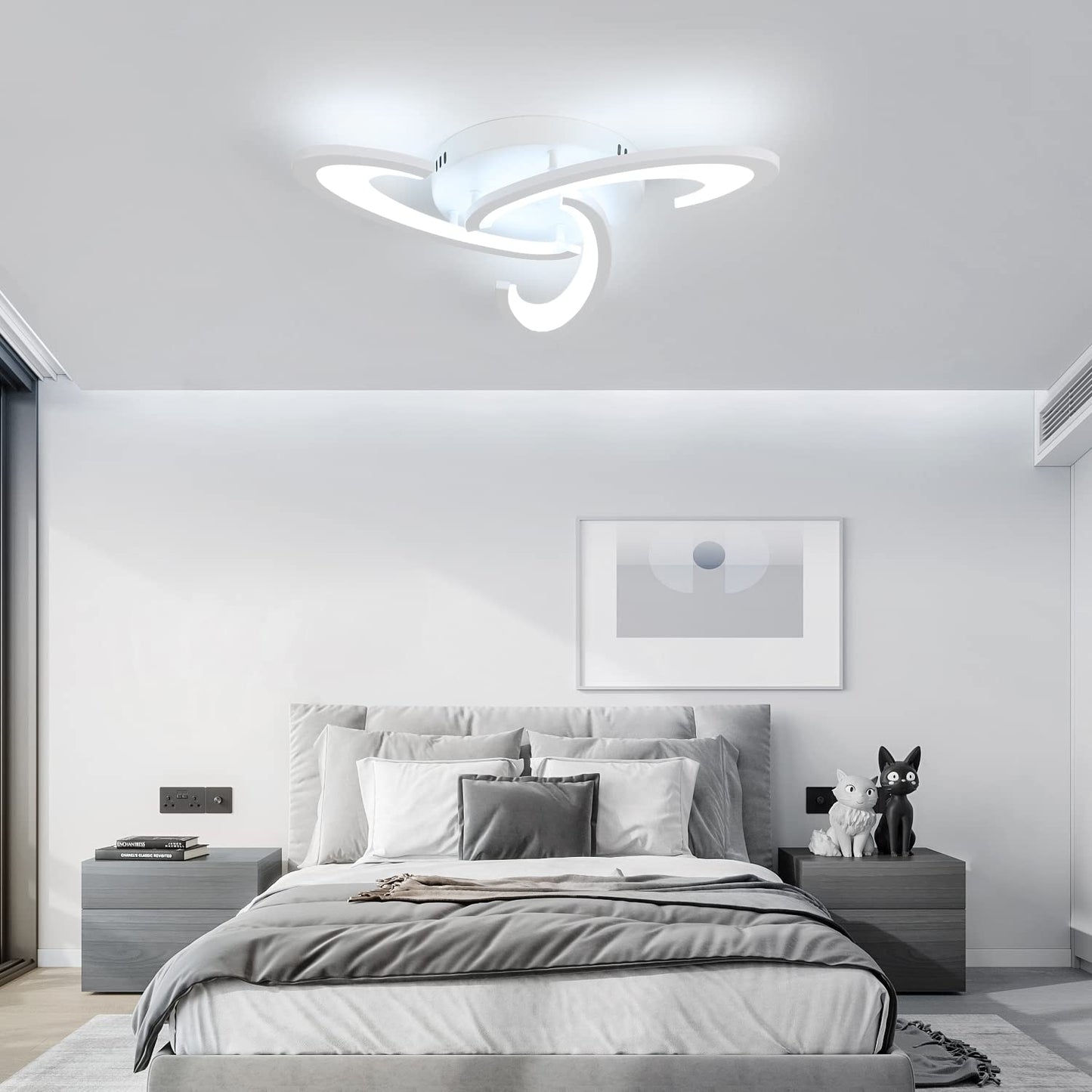 Comely LED ceiling light, 30W dimmable LED ceiling lamp with remote control, white modern LED ceiling light for kitchen, bedroom, living room, balcony, hallway, 3000K-6500K.