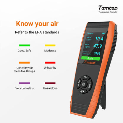 Temtop Room Air Quality Detector Indoor Monitor Data Output Formaldehyde HCHO TVOC PM2.5 PM10, LKC-1000S+ 2nd