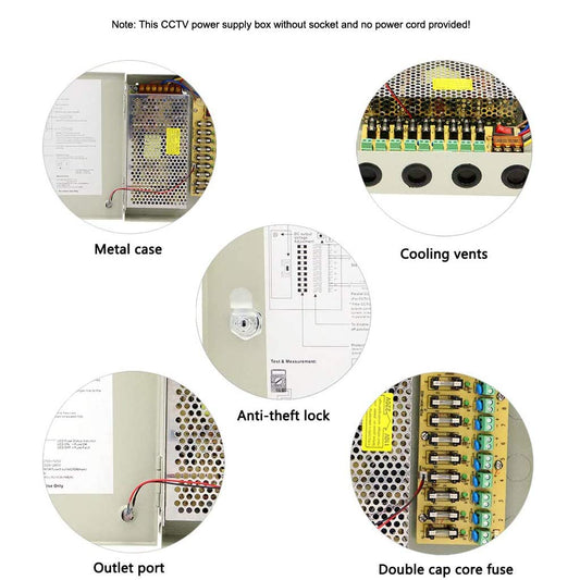 9-channel power supply box for CCTV camera video surveillance power supply 12V DC10A 120W.