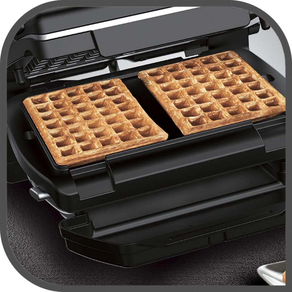 Tefal OptiGrill Waffle Plates, compatible with OptiGrill+ and Elite models, includes ladle, black, XA7248.