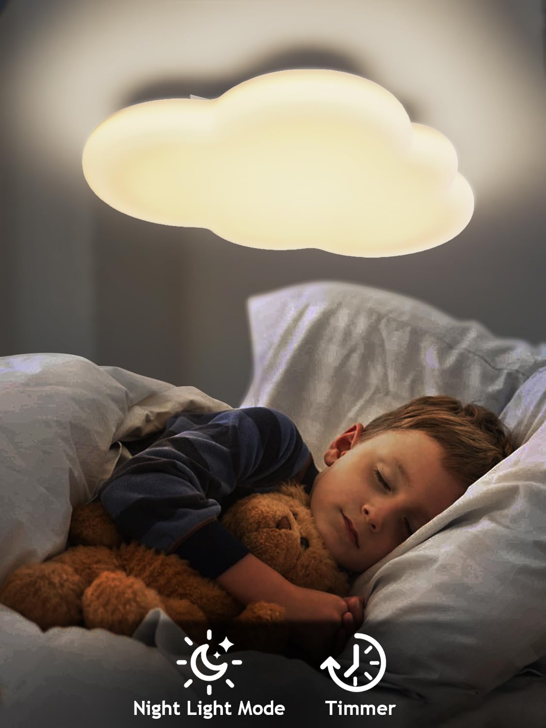 FANLG Ceiling Light Kids Room 40cm, dimmable LED Ceiling Lamp with Remote Control With night light function Cloud Ceiling Light for Bedroom, Living Room, Kids Room