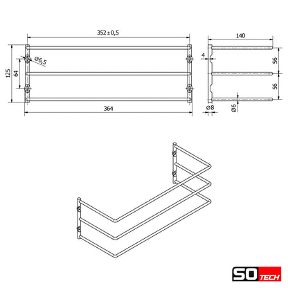 SOTECH baking tray holder for 3 baking trays (364 x 140 x 125 mm, polished chrome, for 600 mm cabinet width) grid shelf mounting - keeping things organized easily.