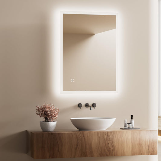 Heilmetz bathroom mirror with LED lighting 70x50cm, dimmable + 3 light colors 3000K/4000K/6500K + anti-fog, vertical/horizontal installation.