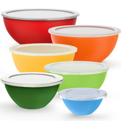 Greentainer salad bowl set with lid, 12-piece plastic mixing bowl set, Stackable mixing bowls with lids for kitchen, Large bowl for baking, Mixing bowls ideal for mixing and serving.