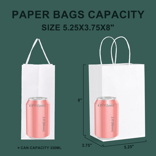 Switory 20 pieces White Kraft Paper Bag, Kraft Gift Bag with Handle, Paper Bags, Gift Bags for Shopping, Weddings, Packaging, Parties, Birthdays, Christmas (13.3 x 9.5 x 20.3 cm)