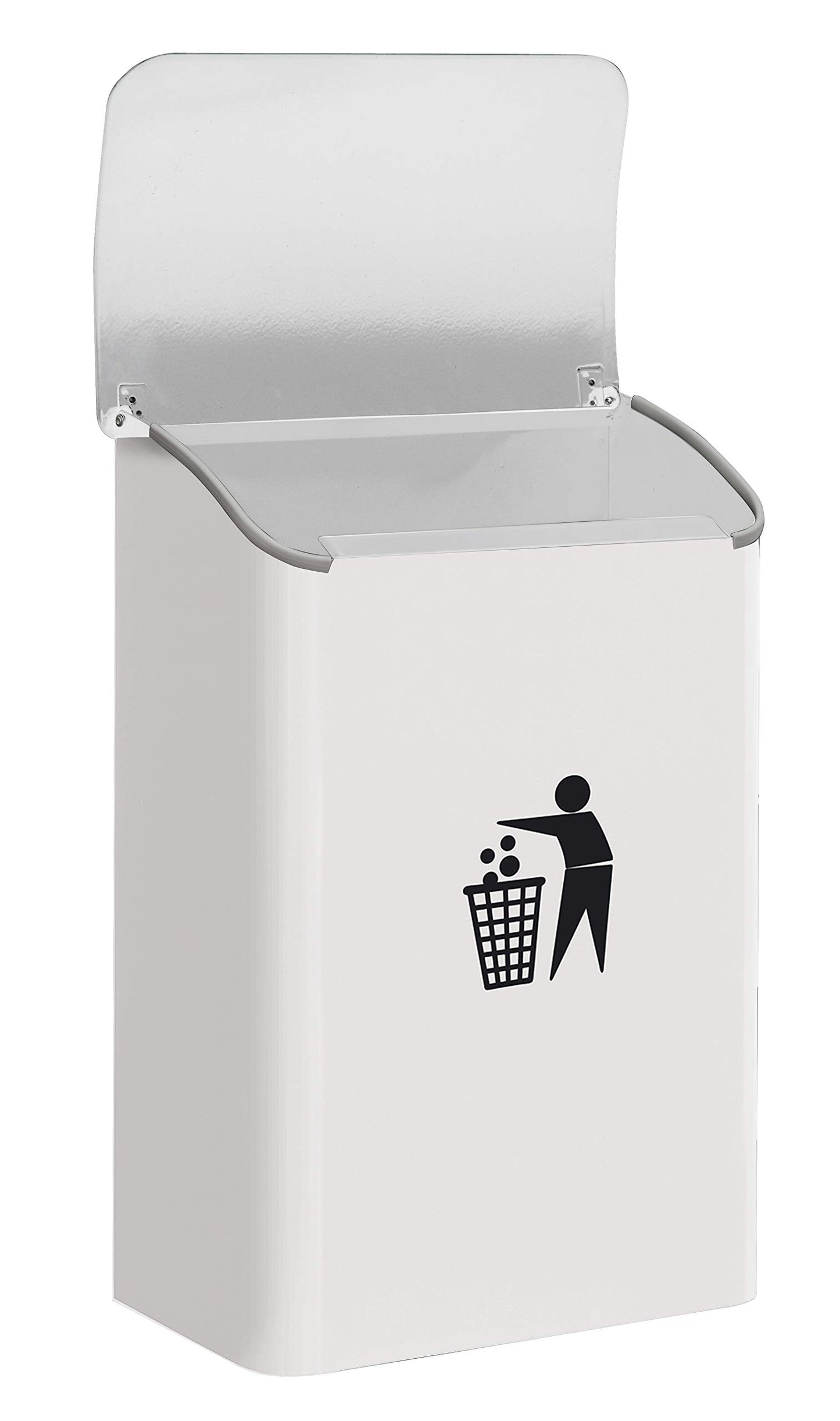 ARREGUI E6101 Hanging Trash Can | Wall Mountable Garbage Bin | Ideal for Garages, Entrances, Stores | Paper Basket | Hanging Trash Can with Lid | 18L Waste Bin | Steel Trash Can | White