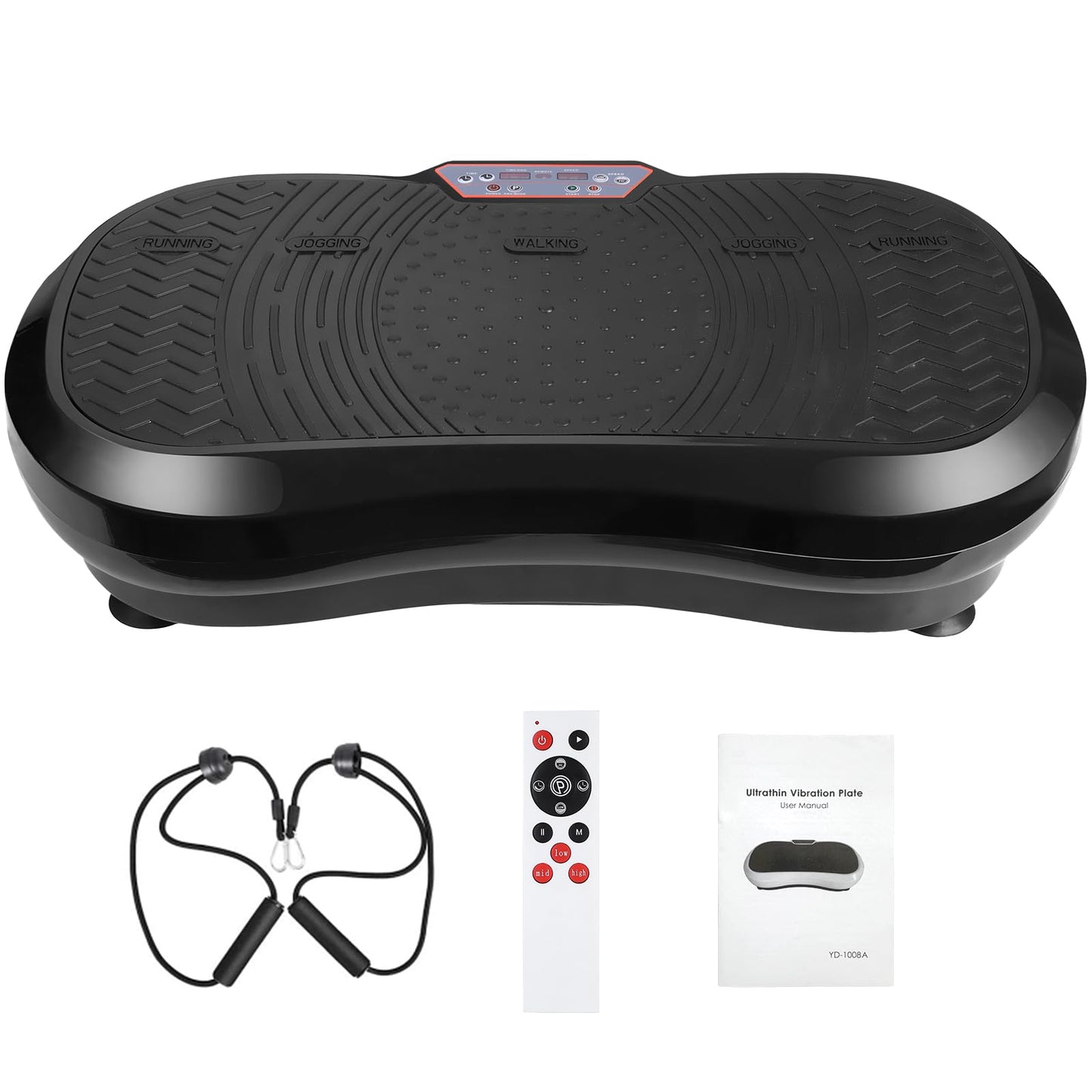 LIFERUN Vibration Plate 120 Intensity Levels + 10 Training Programs Quiet Motor Home Fitness Equipment Full Body Workout Muscle Training Massage Device with Remote Control and Training Belt 180 kg (Black)
