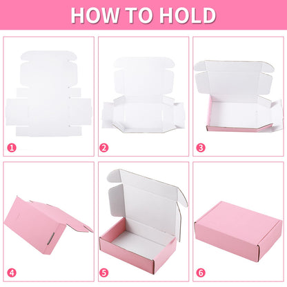 50 pink shipping boxes made of corrugated cardboard 6x4x1.6 inches - packaging boxes for small business - cute boxes and shipping bags for products