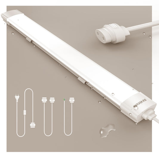 Moisture-proof LED light with plug 36W 4000LM 120CM Linkable Workshop lamp IP66 Waterproof Led tube light for garage cellar workshop Moisture-proof bathroom office warehouse hobby room, Neutral white 4000K.