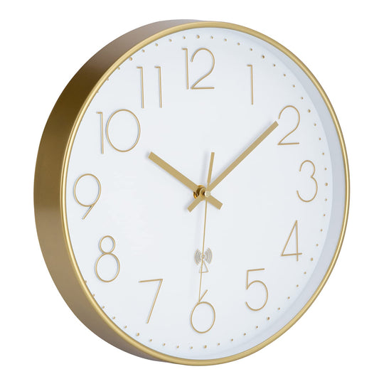 VIVILINEN Silent Wall Clock Modern Radio Controlled Clock Noiseless Non-Ticking Clock Hanging Clock for Living Room Bedroom Office Kitchen 30x30cm/12 Inch
