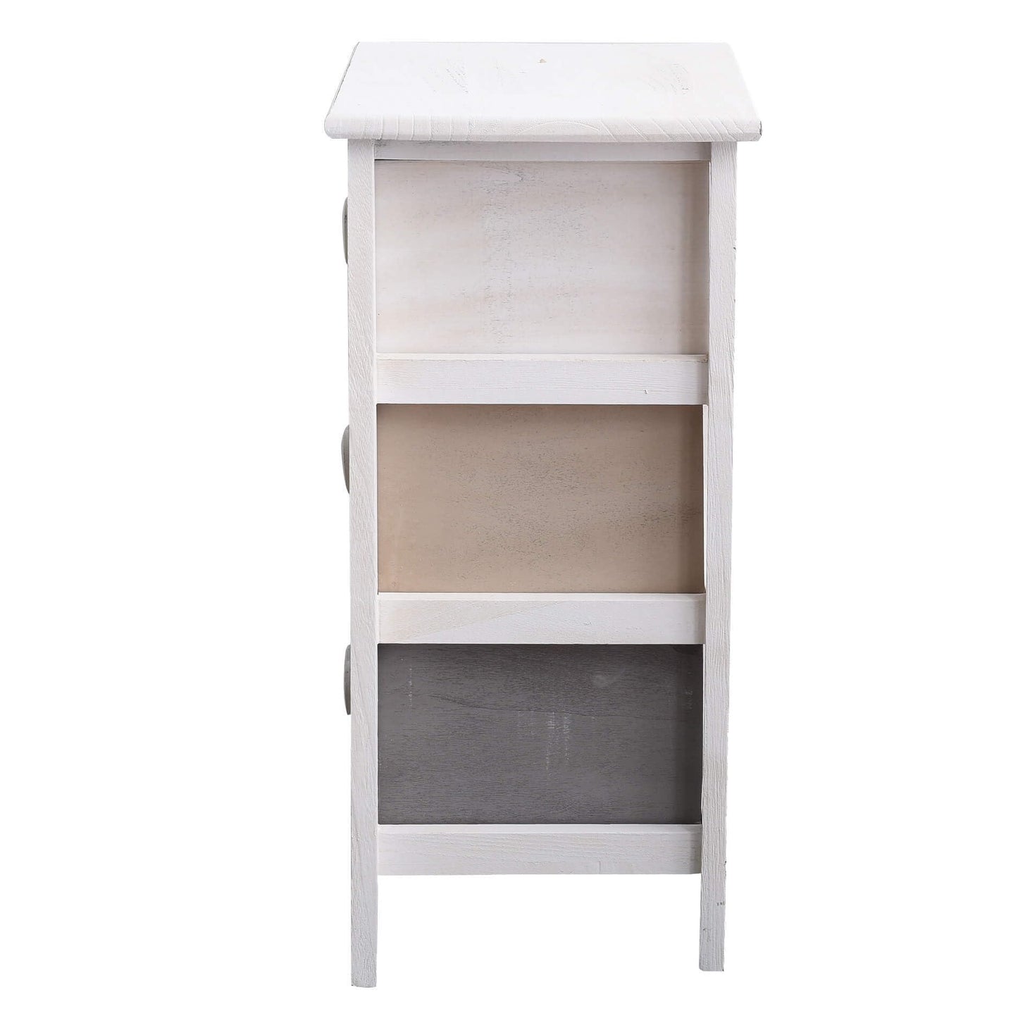 Rebecca Mobili wooden dresser, nightstand in shabby style, 3 drawers, suitable for bedroom or bathroom, wood, white and grey - dimensions: 57.5 x 37 x 27 cm (HxLxW) - item RE4161.