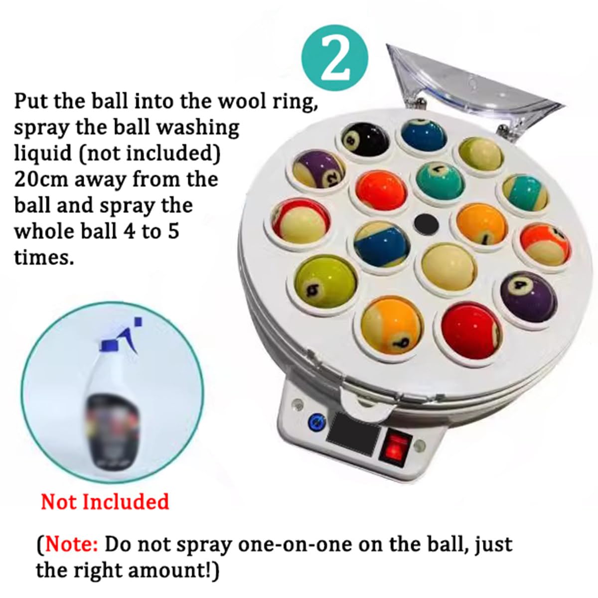 DOZPAL Pool Ball Cleaner Polishing Machine, 16/22 Balls, Automatic Billiard Cleaning Set with Electromechanical Cooling System (Billiard Balls Not Included), 16 balls