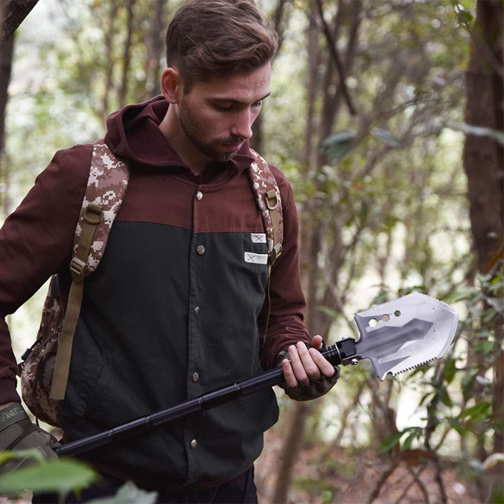 YANTOO Camping Multi-functional Folding Shovel, detachable portable shovel kit, shovel for camping, beach, hiking, outdoor, fishing, gardening, car emergency, etc.