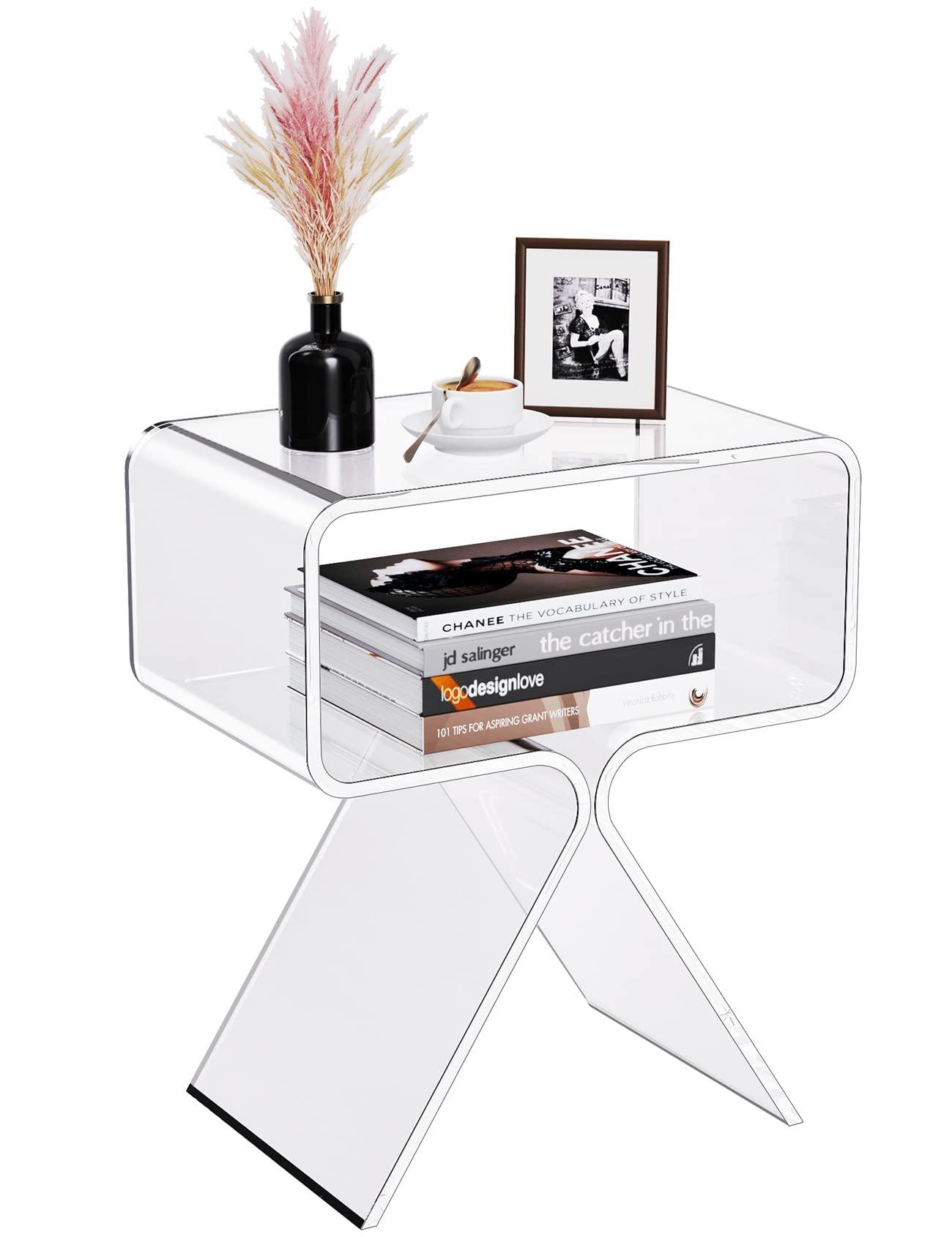 solaround Solarium Acrylic Nightstand End Table Modern Design Clear Home Decor Display Side Table (Transparent), 39*39*45CM, S-ZZXCTG01001