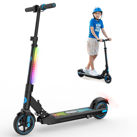 EVERCROSS EV06C Electric Scooter, 6.5'' Foldable E Scooter for kids 6-12 years old, up to 15 km/h & 8 km range, LED display, colorful lights, lightweight electric scooter for kids