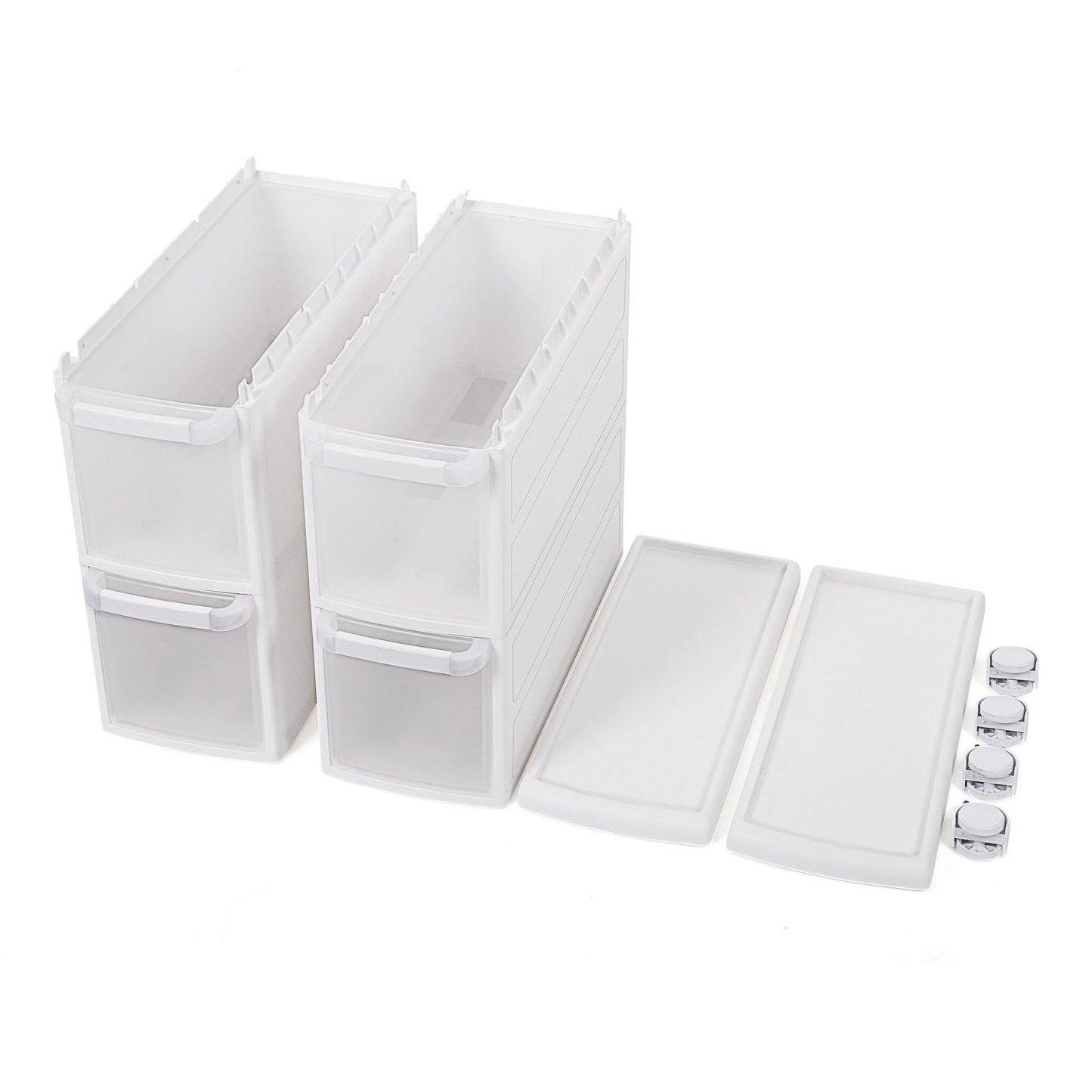 SONGMICS 4-Drawer Rolling Cart, Compact Shelf Unit, can be Used Separately as Kitchen, Bathroom, or Utility Cart. Standalone with Wheels, 84.5 cm High, White KFR05W