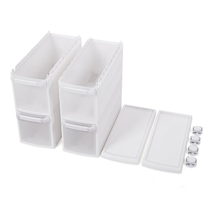 SONGMICS 4-Drawer Rolling Cart, Compact Shelf Unit, can be Used Separately as Kitchen, Bathroom, or Utility Cart. Standalone with Wheels, 84.5 cm High, White KFR05W