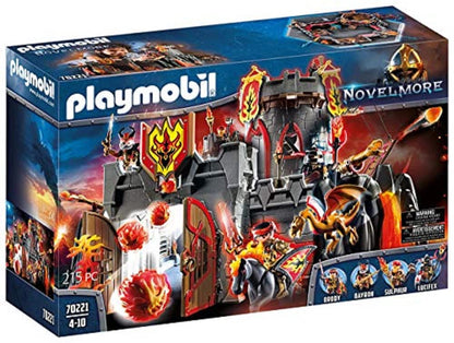 PLAYMOBIL Novelmore 70221 Burnham Raiders Fortress with working cannons and fireball release, wall breach, and dragon cage, for ages 4 and up.