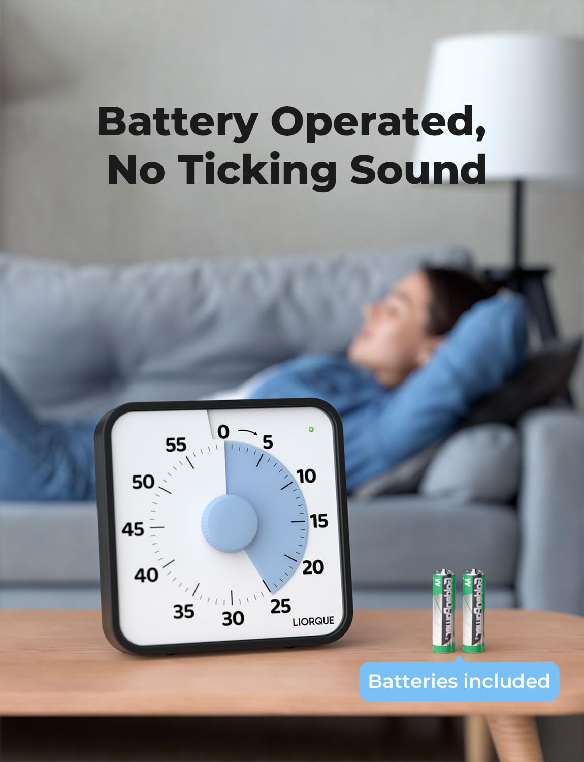 LIORQUE 19cm Visual Timer 60 Minute Countdown Timer with Large Screen for Kids and Adults Quiet Short-Term Timer for Kitchen School Office Battery Included