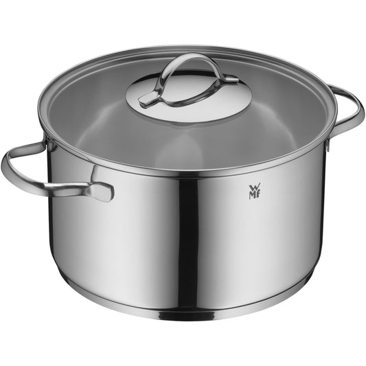 WMF Aparto pot large 24cm, with glass lid, pot for meat, suitable for induction, 5.7l, Cromargan stainless steel, high gloss polished, ovenproof, uncoated