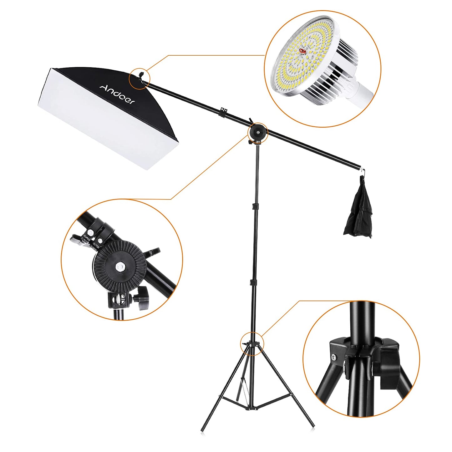 Andoer Softbox Photo Studio Set with Greenscreen, 2 x 3 meters photo studio background system, 3 softboxes, 3 x 85W 2800K-5700K photo lamps for video recording portrait photography.