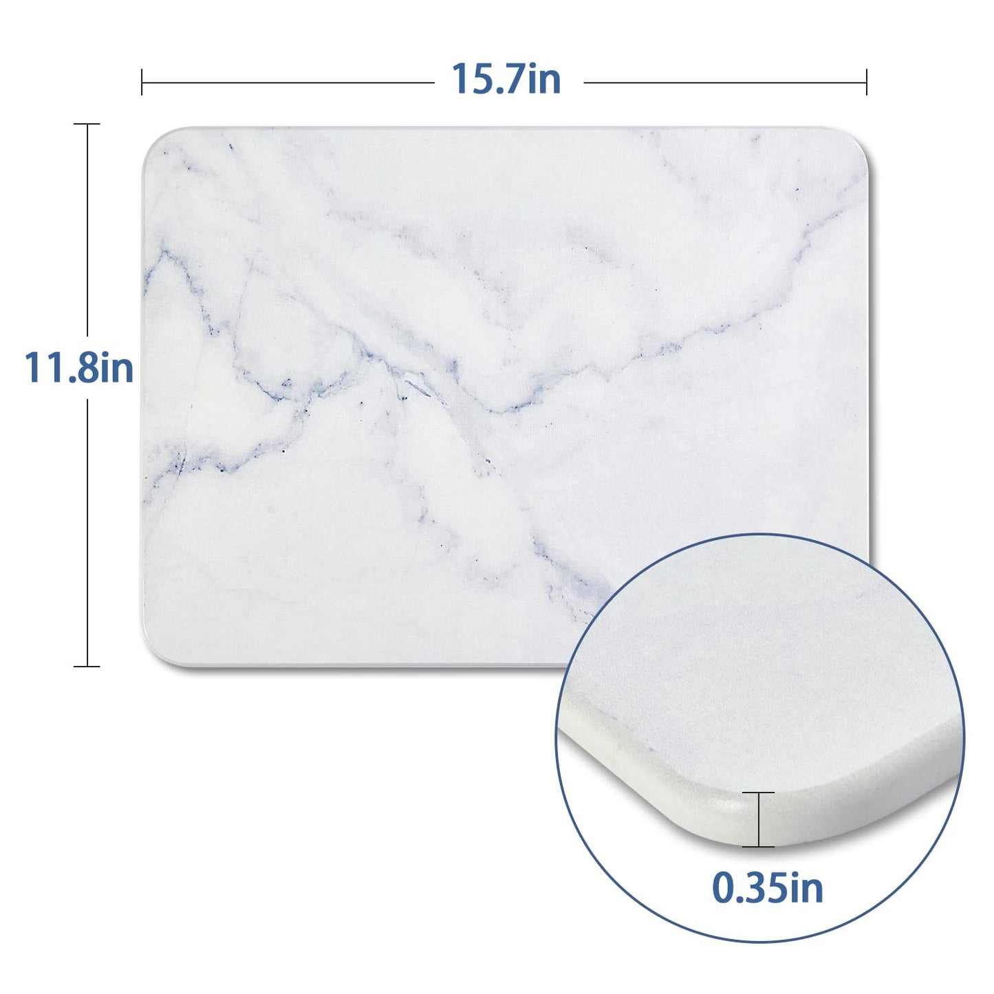 YUXSM Dish Drying Mats for Kitchen Counter, ultra-absorbent, non-slip, heat-resistant mat, kitchen supplies, stone drying mats, dish mat. (30.5 x 40.6 cm, White Marble)