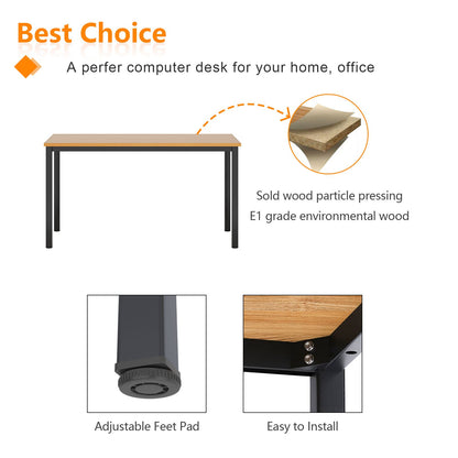 Need computer desk 100x60 cm, PC desk, office desk, work desk, dining table for home office, teak & black AC3BB-100.