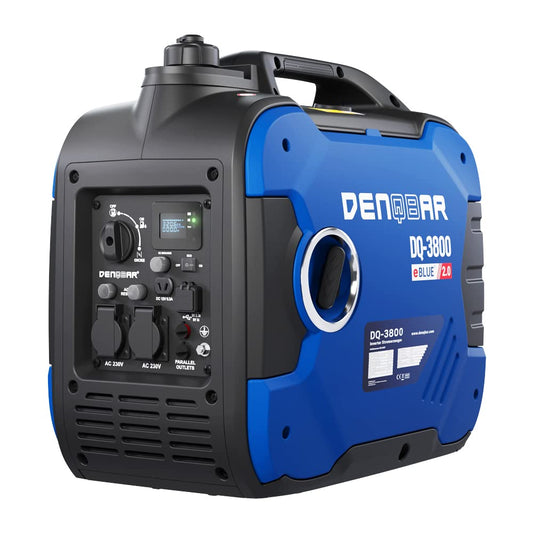 DENQBAR Inverter Power Generator DQ-3800 3800W Gasoline Power Generator with 230V, EcoMode, USB Fast-Load, Super Quiet, LED Display, Portable - For Camping, Garage, Construction Site, RV, and Emergency Generator