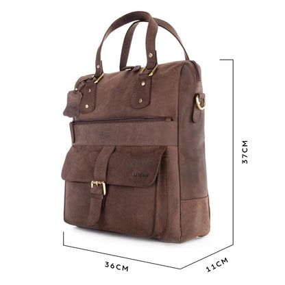 LEABAGS leather handbag for women I premium genuine leather shoulder bag I women's shoulder bag I women's bag I tote bag for work college school leisure I 36 x 37 x 10 cm I dark brown nature