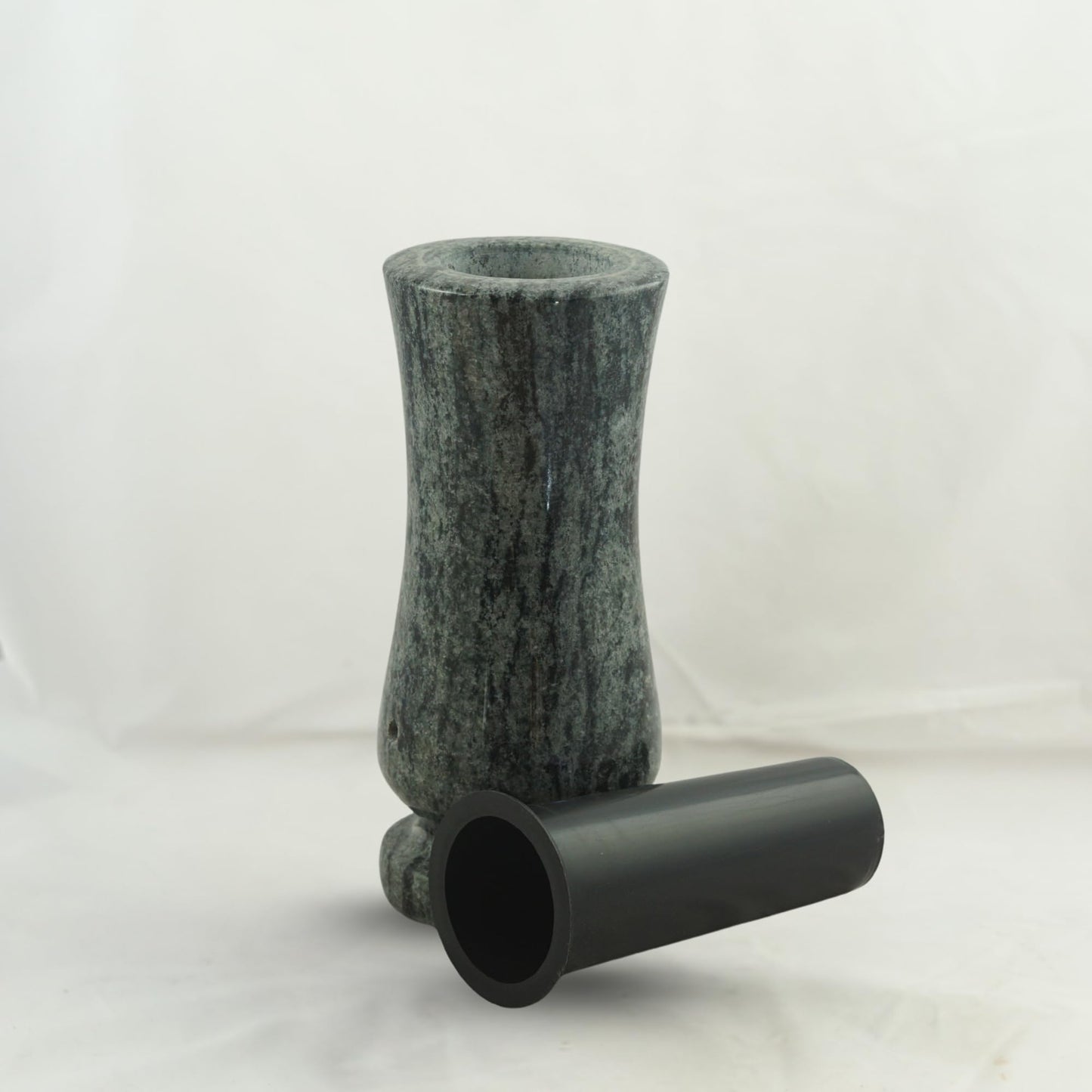 design graveside vase Waist-medium Orion in polished Orion, blue-gray-black-red-brown - 25x12 cm, slim-cylindrical, high-gloss polished
