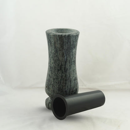 design graveside vase Waist-medium Orion in polished Orion, blue-gray-black-red-brown - 25x12 cm, slim-cylindrical, high-gloss polished